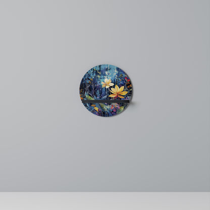 MIDNIGHT BLOSSOM Rund konsthylla i svart finish