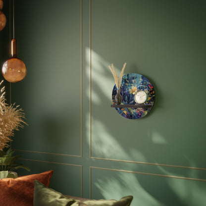 MIDNIGHT BLOSSOM Rund konsthylla i svart finish