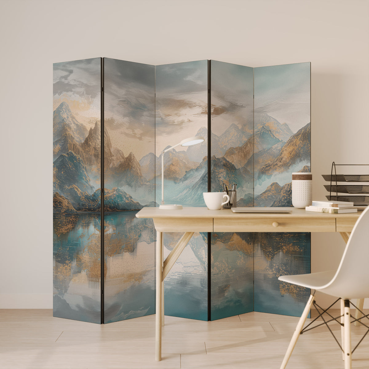 AZURE SUMMITS Dekorativ rumsavdelare – 5 paneler