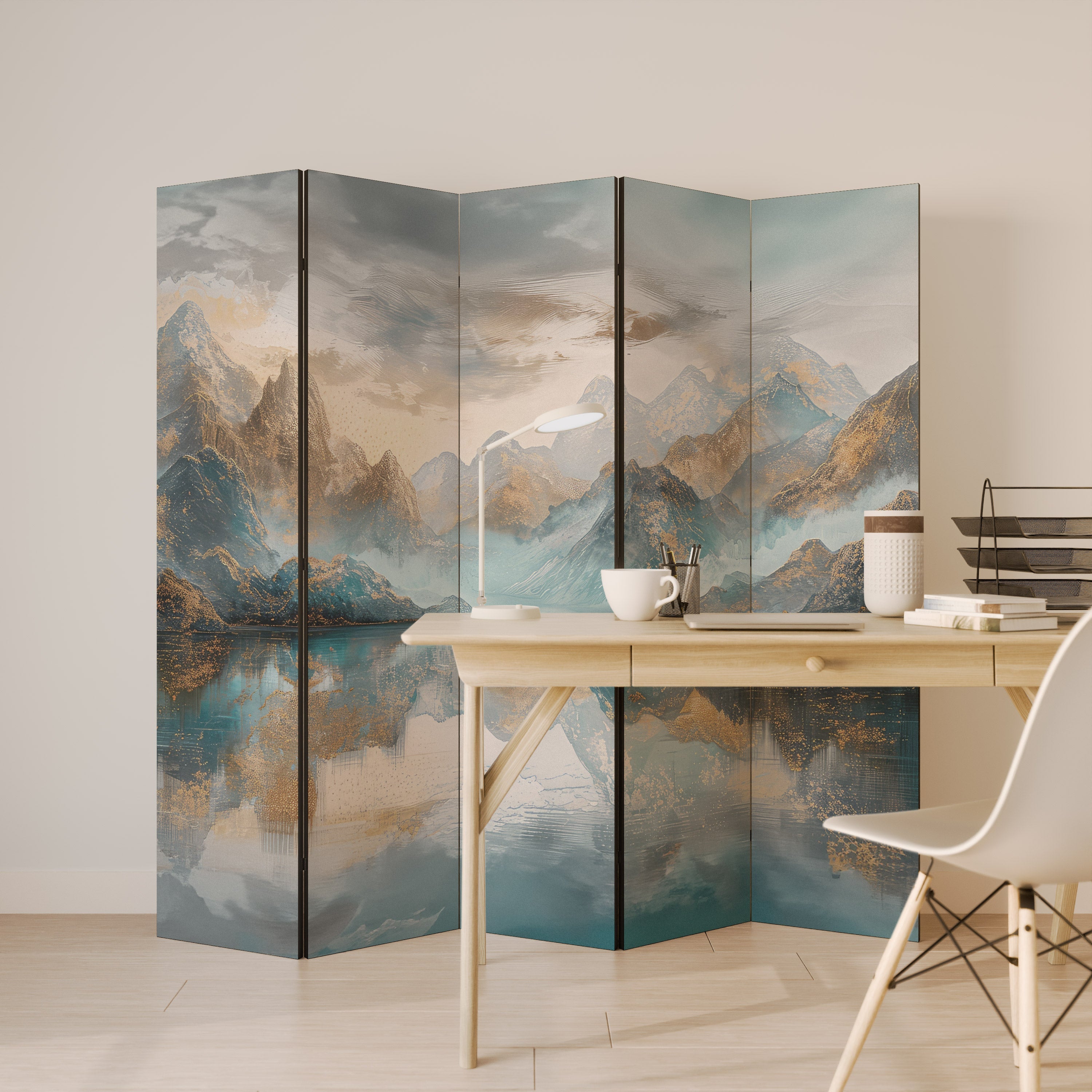 AZURE SUMMITS Dekorativ rumsavdelare med 5 paneler