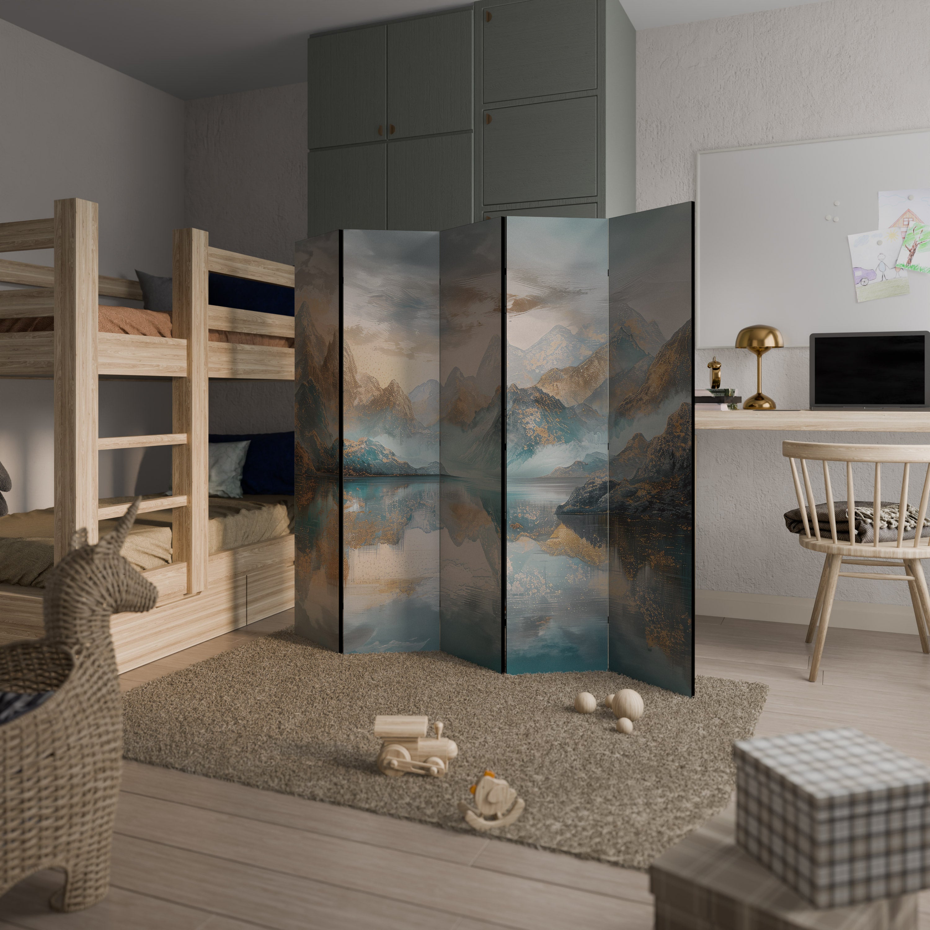 AZURE SUMMITS Dekorativ rumsavdelare – 5 paneler