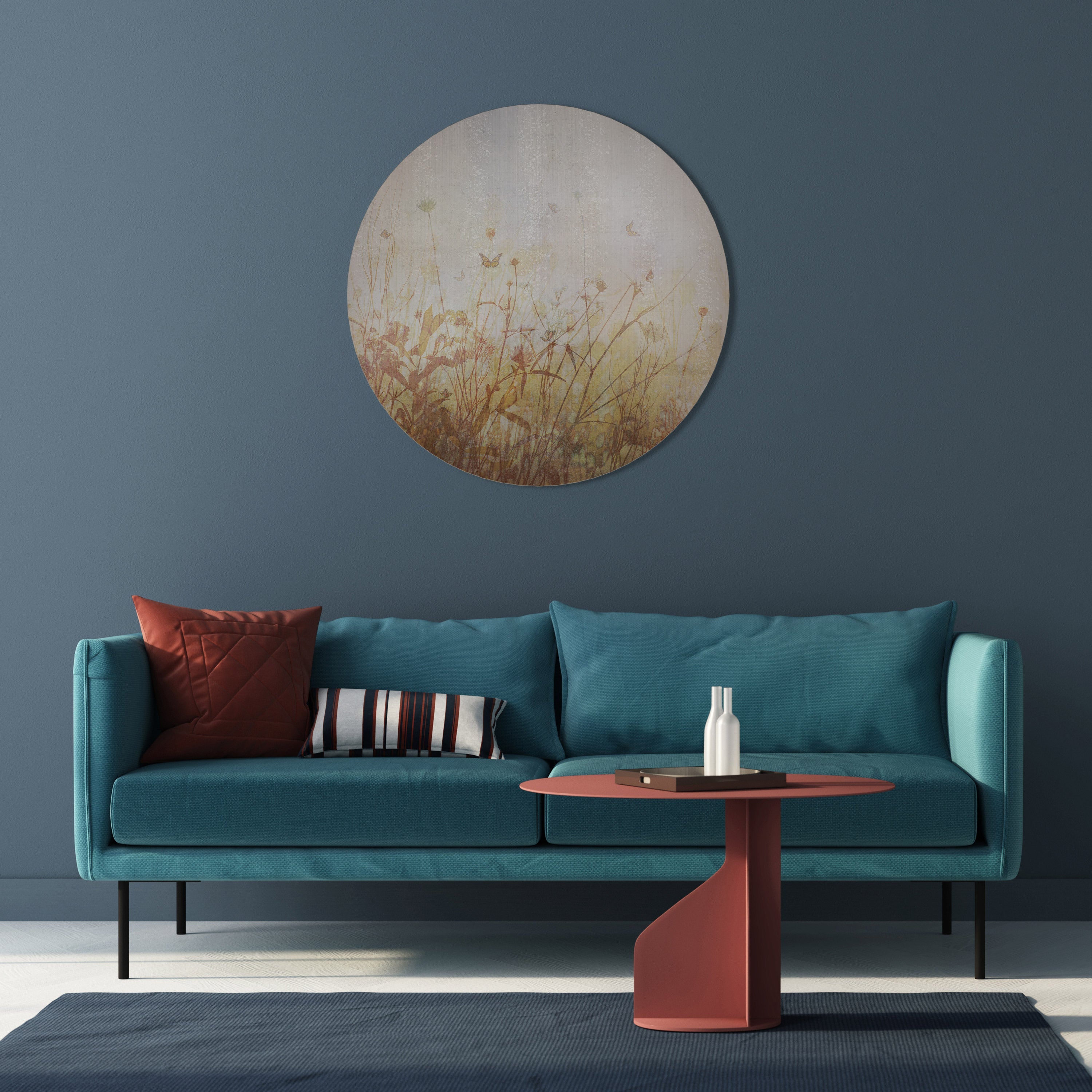 ÄNGSFJÄRILAR Rund väggdekoration