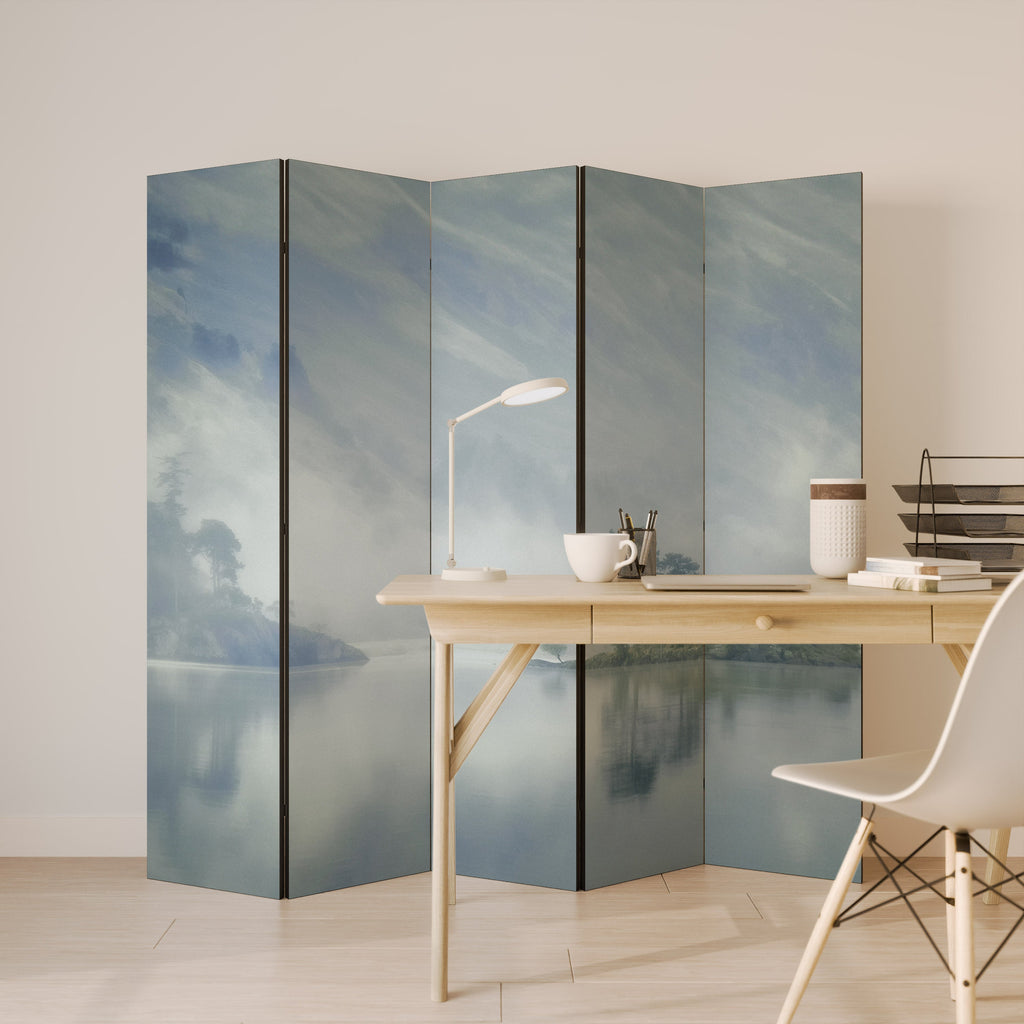 Dekorativ rumsavdelare med 5 paneler SILVER LAKE