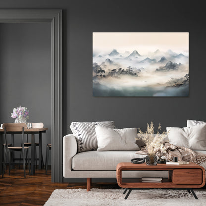 HIDDEN TEMPLE MIST Horizontal Canvas Print