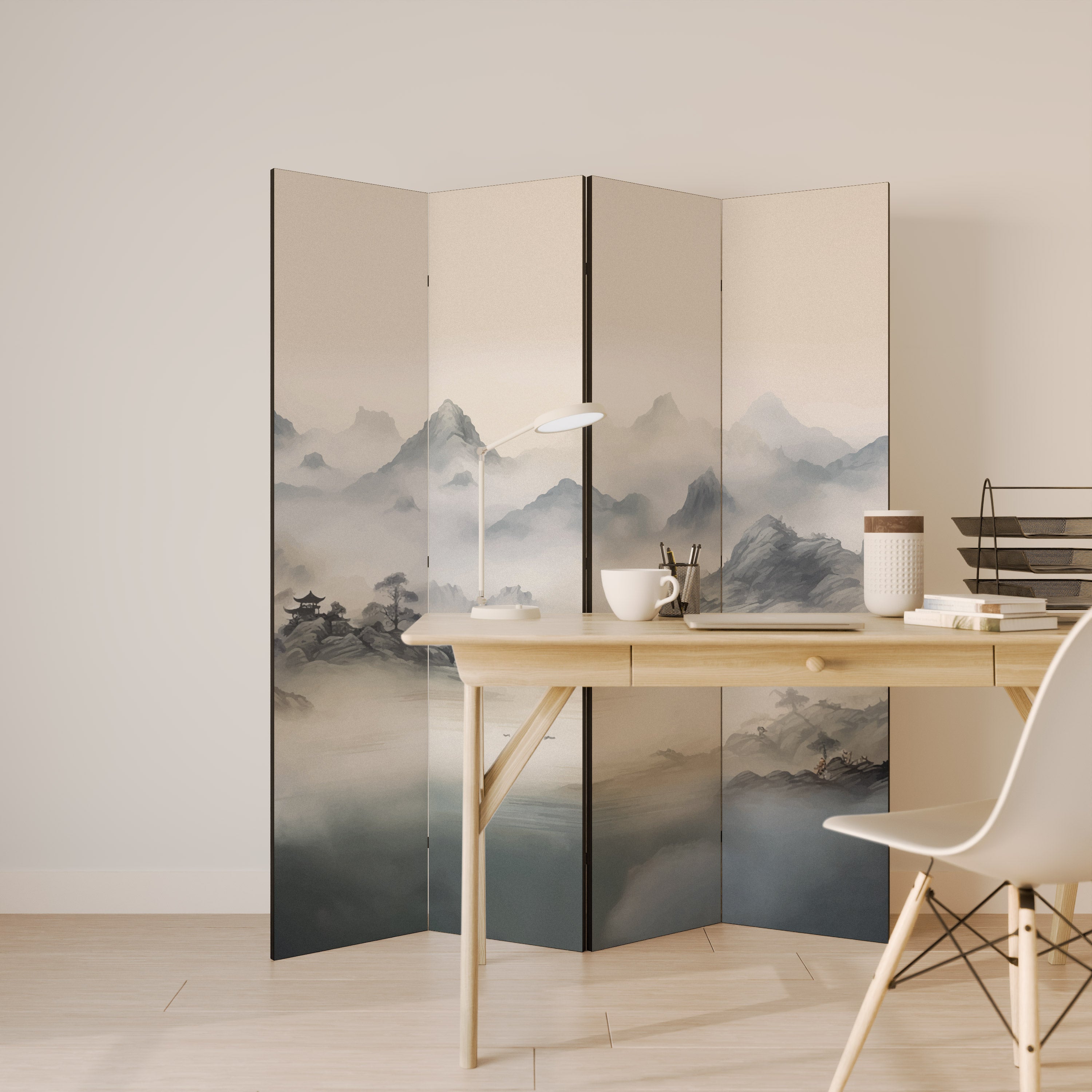 HIDDEN TEMPLE MIST 4-Panel Room Divider