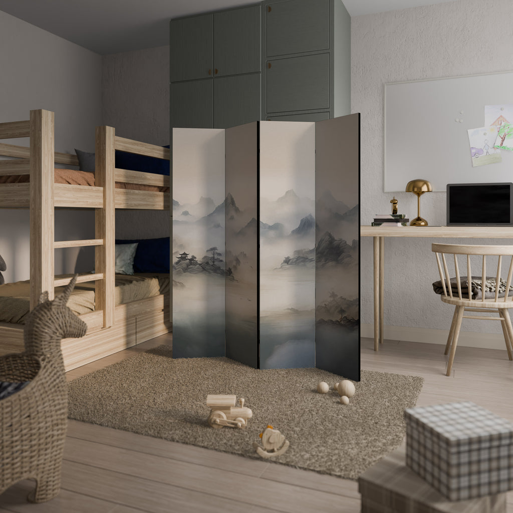 Rumsavdelare HIDDEN TEMPLE MIST med 4 paneler