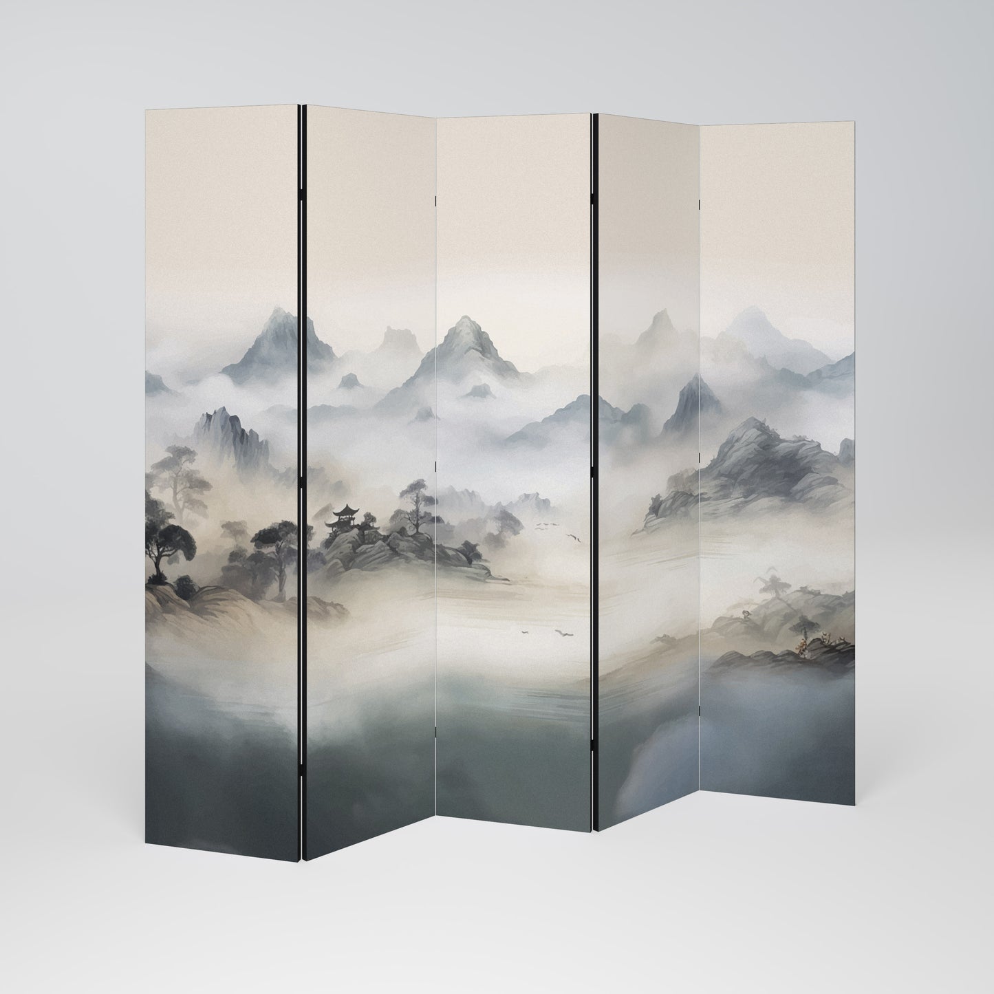 HIDDEN TEMPLE MIST Dekorativ rumsavdelare – 5 paneler