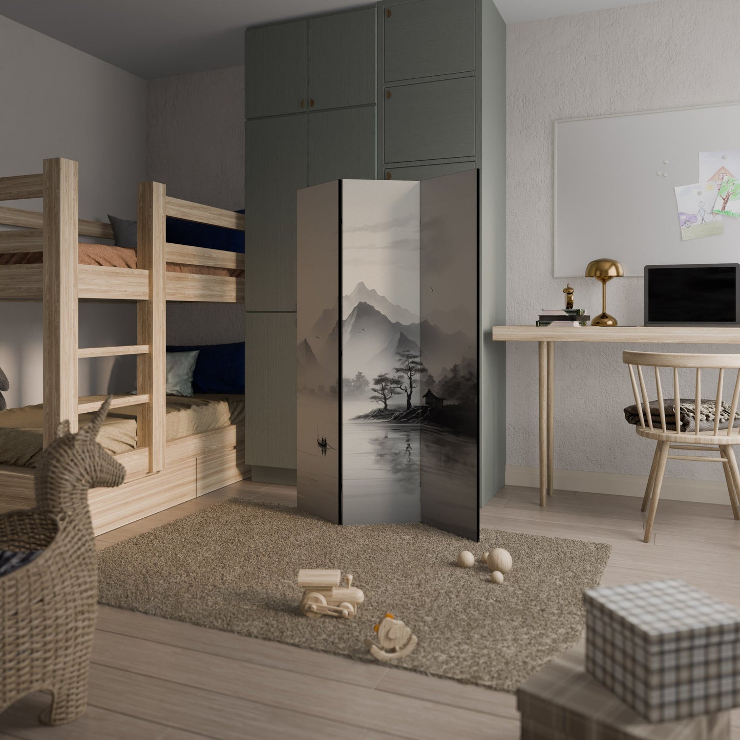 ASIAN VENTURE Dekorativ rumsavdelare med 3 paneler