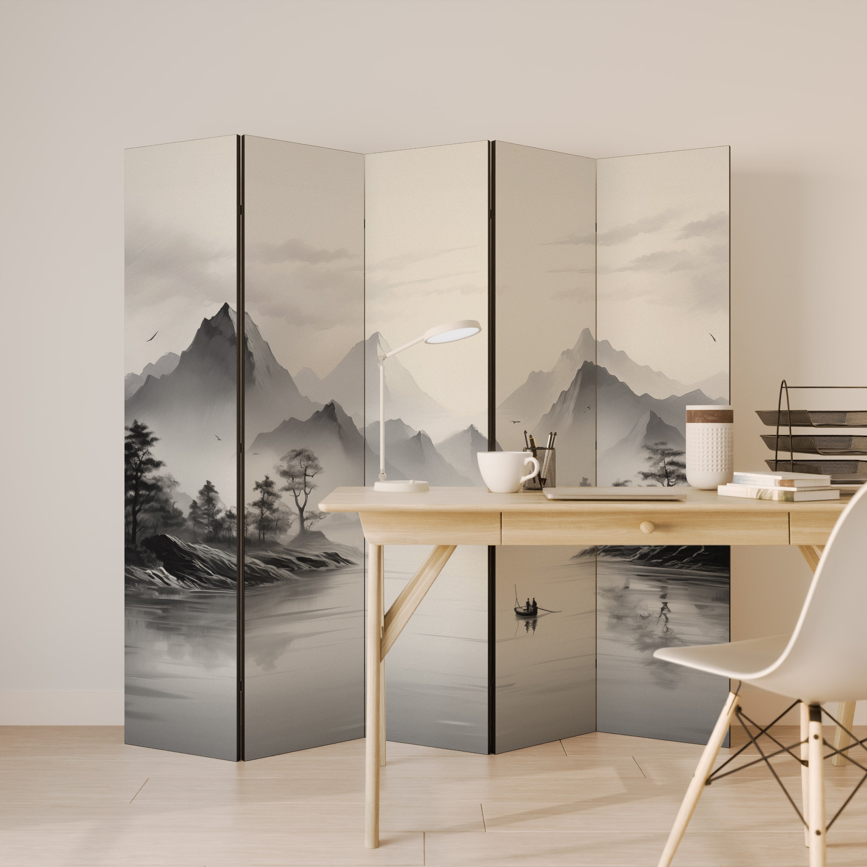 ASIAN VENTURE Dekorativ rumsavdelare med 5 paneler