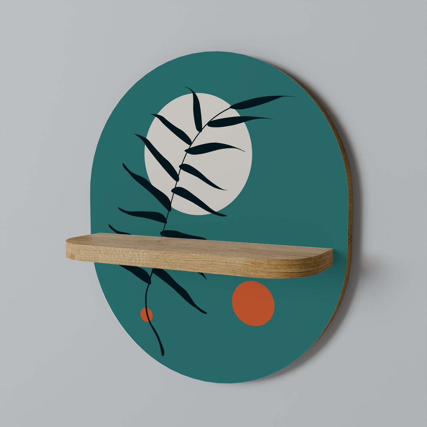 MYSTERIOUS LEAF Oval Art Hylla I Ekeffekt