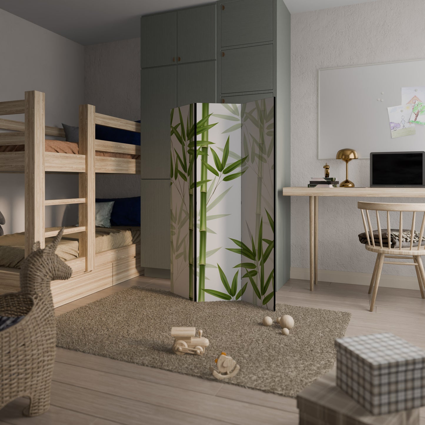 SERENE BAMBOO WHISPERS Dekorativ rumsavdelare – 3 paneler