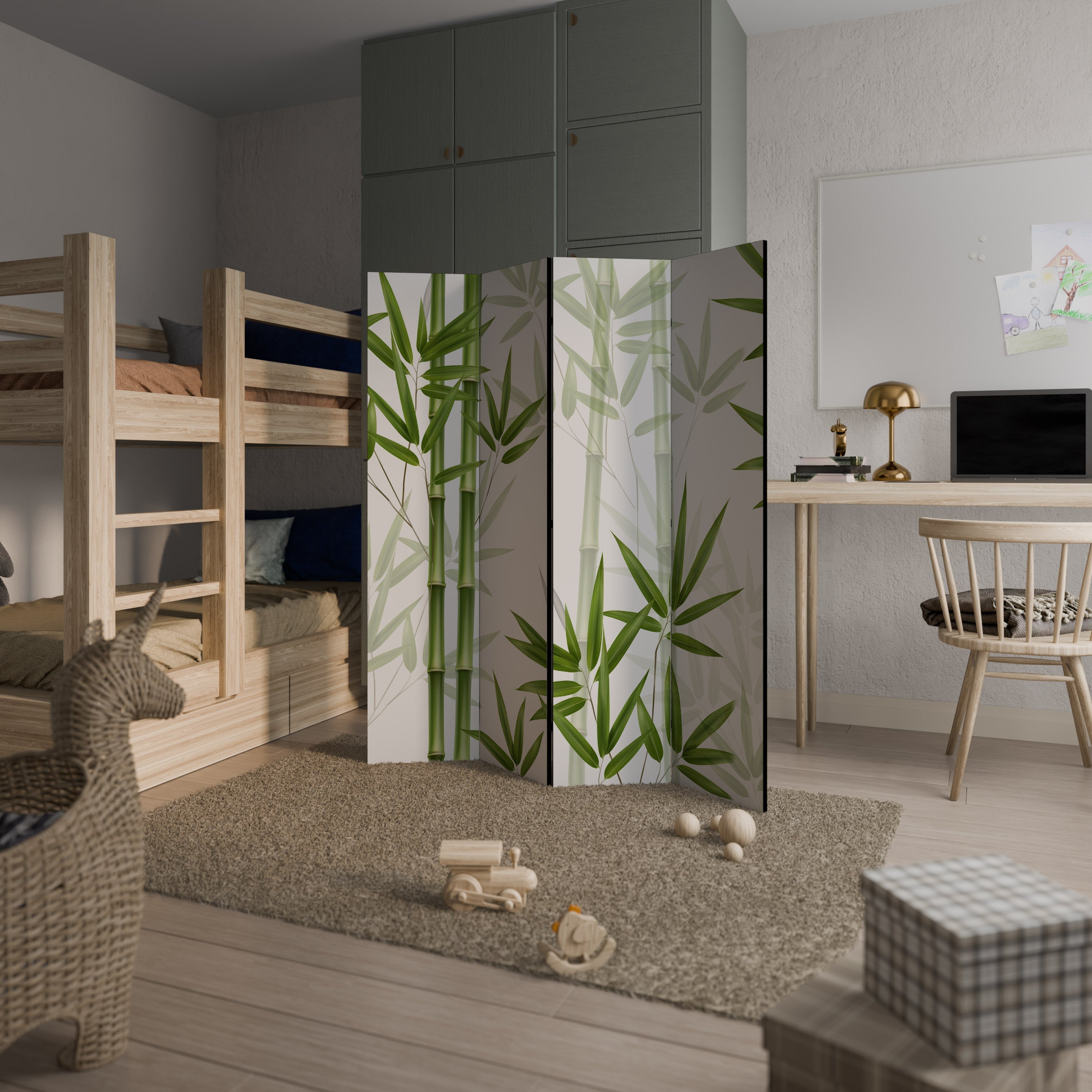 SERENE BAMBOO WHISPERS Dekorativ rumsavdelare med 4 paneler