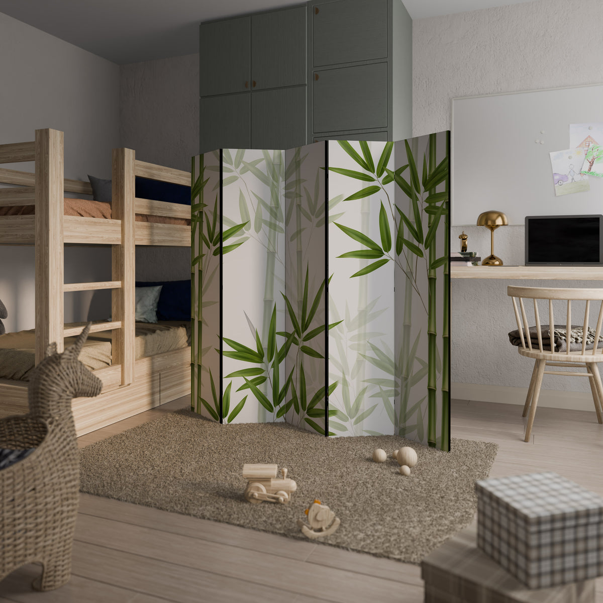SERENE BAMBOO WHISPERS Dekorativ rumsavdelare – 5 paneler