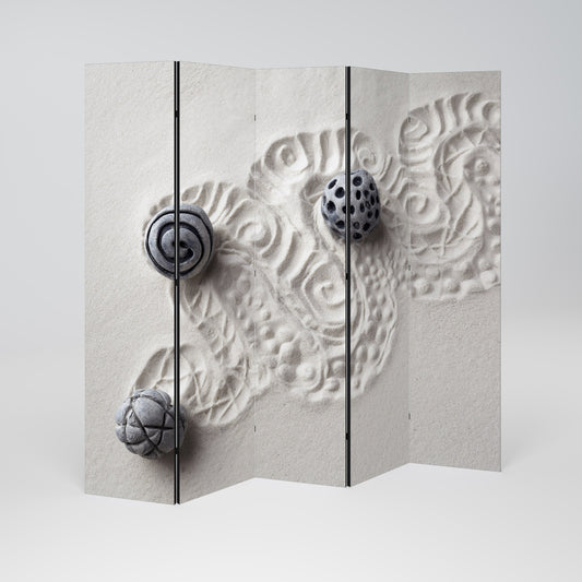 SAND SCULPTED SERENITY Decorative 5-Panel Room Divider