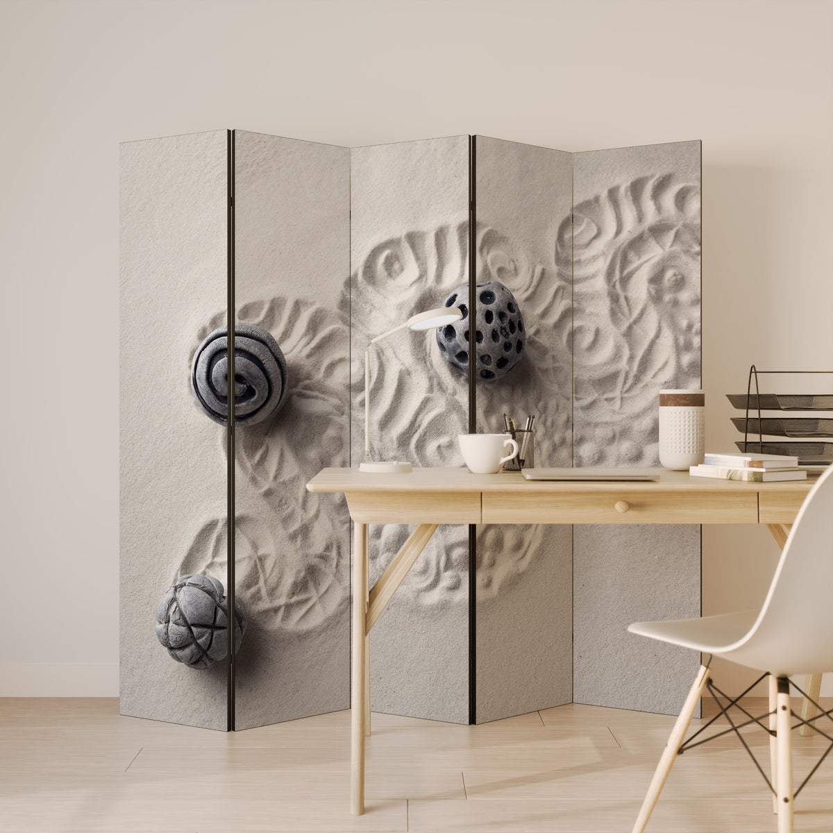 SAND SCULPTED SERENITY Dekorativ rumsavdelare – 5 paneler