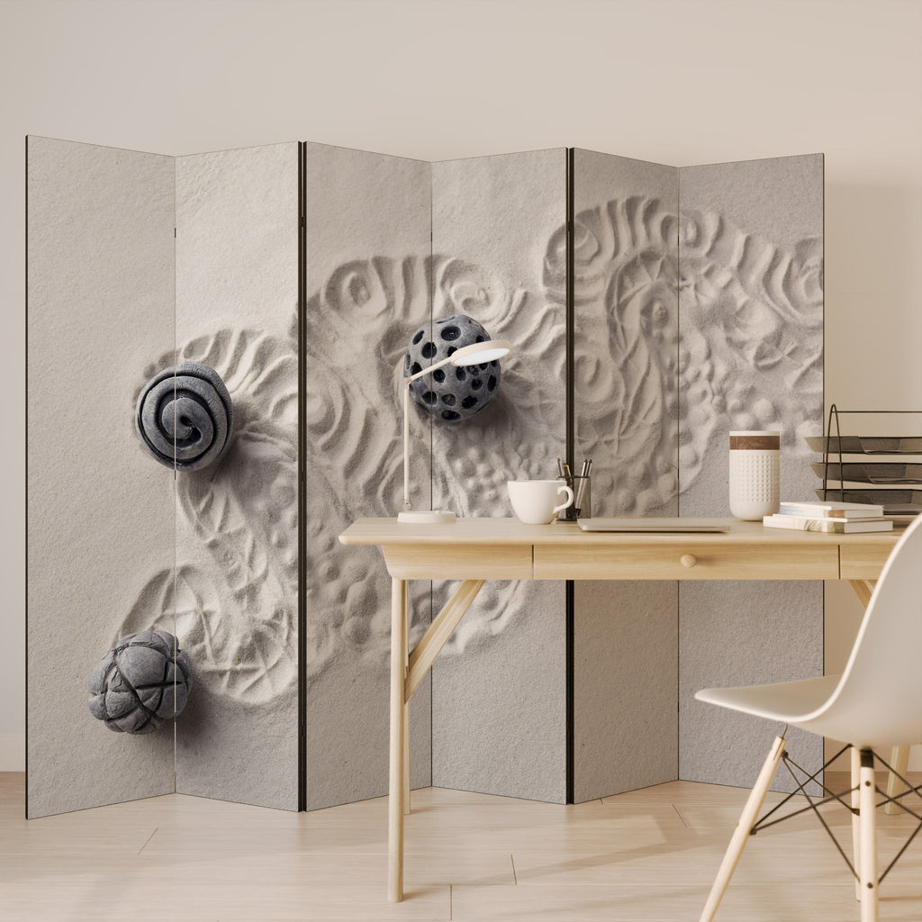 SAND SCULPTED SERENITY Dekorativ rumsavdelare med 6 paneler