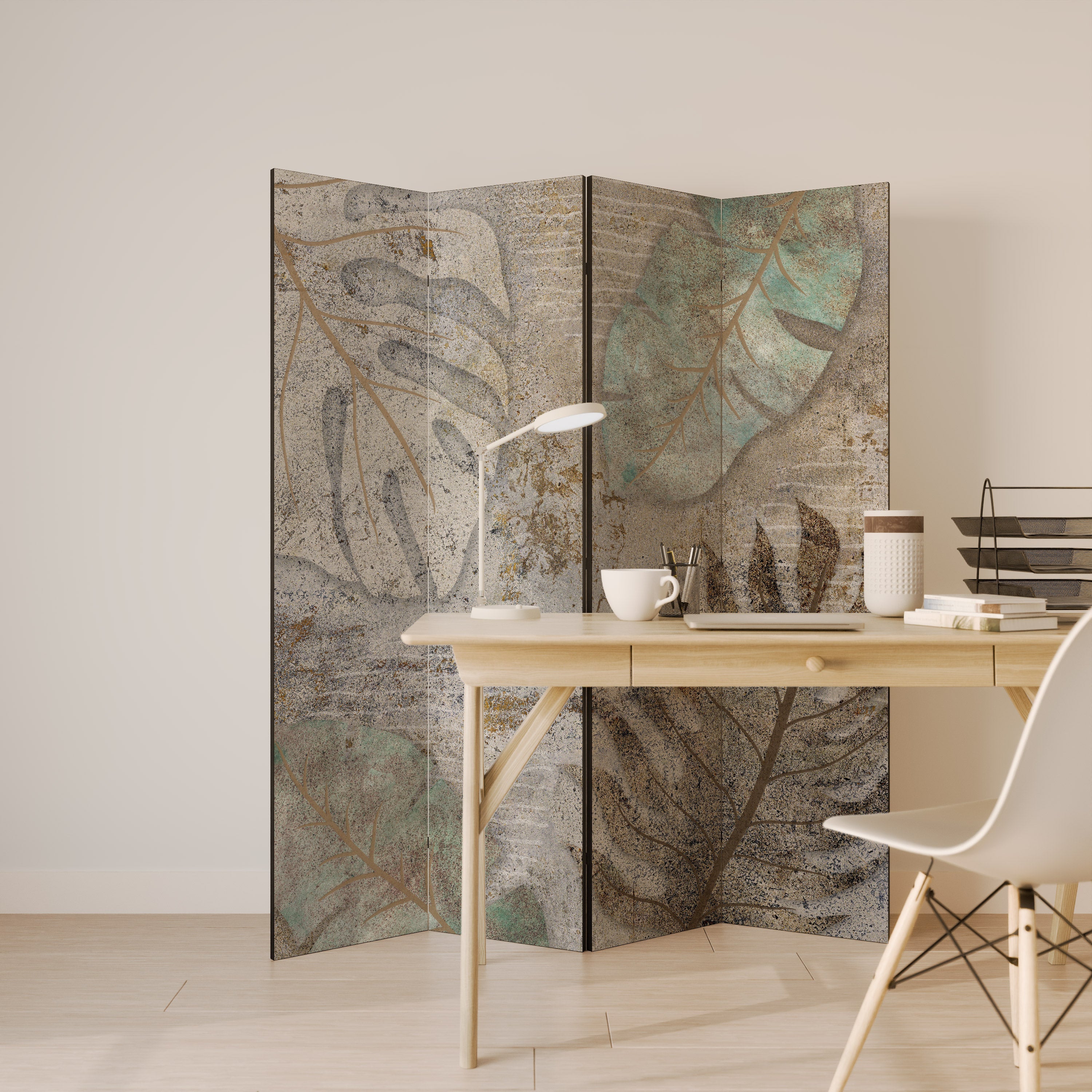 TEXTURERAD LUGN Dekorativ rumsavdelare med 4 paneler