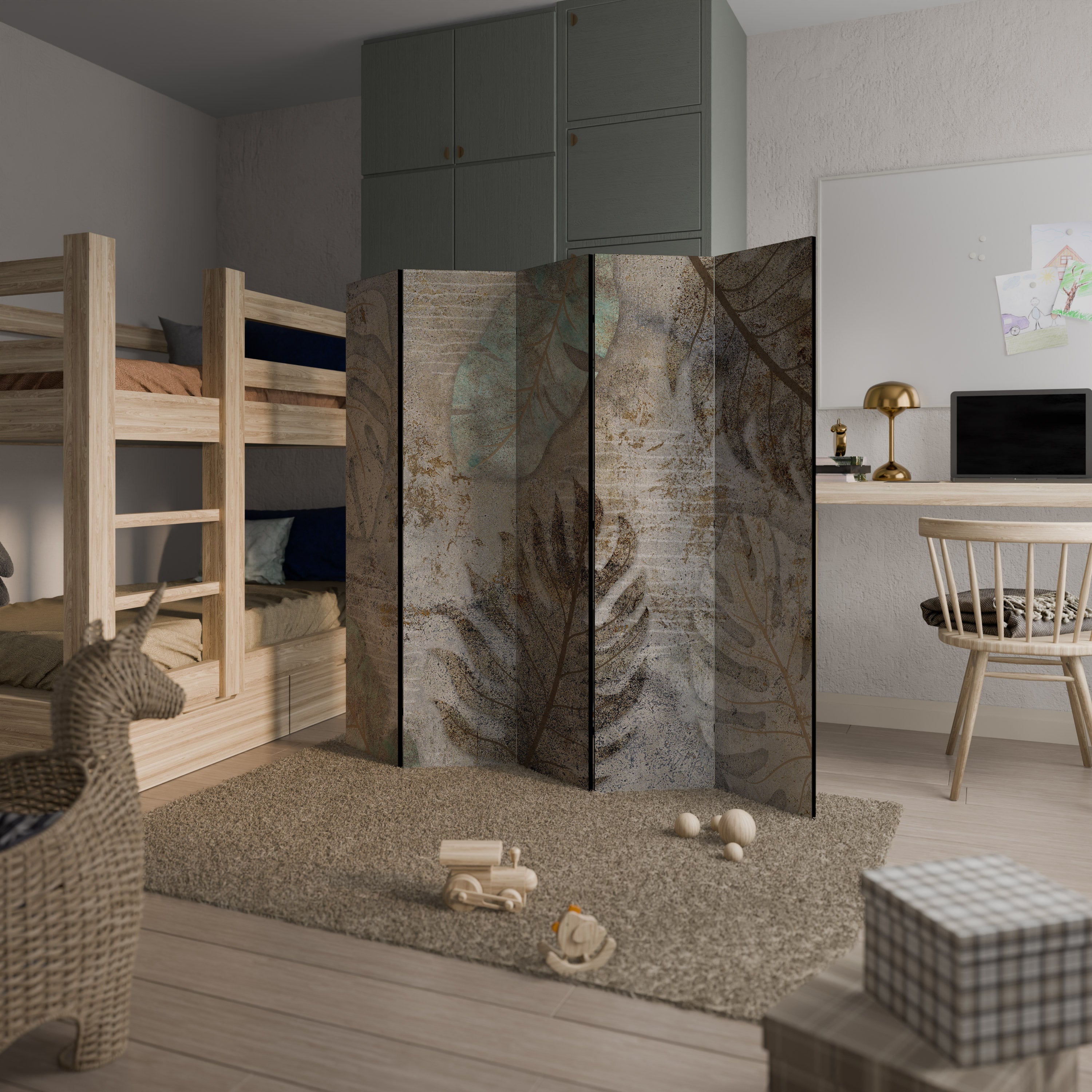 TEXTURERAD LUGN Dekorativ rumsavdelare med 5 paneler