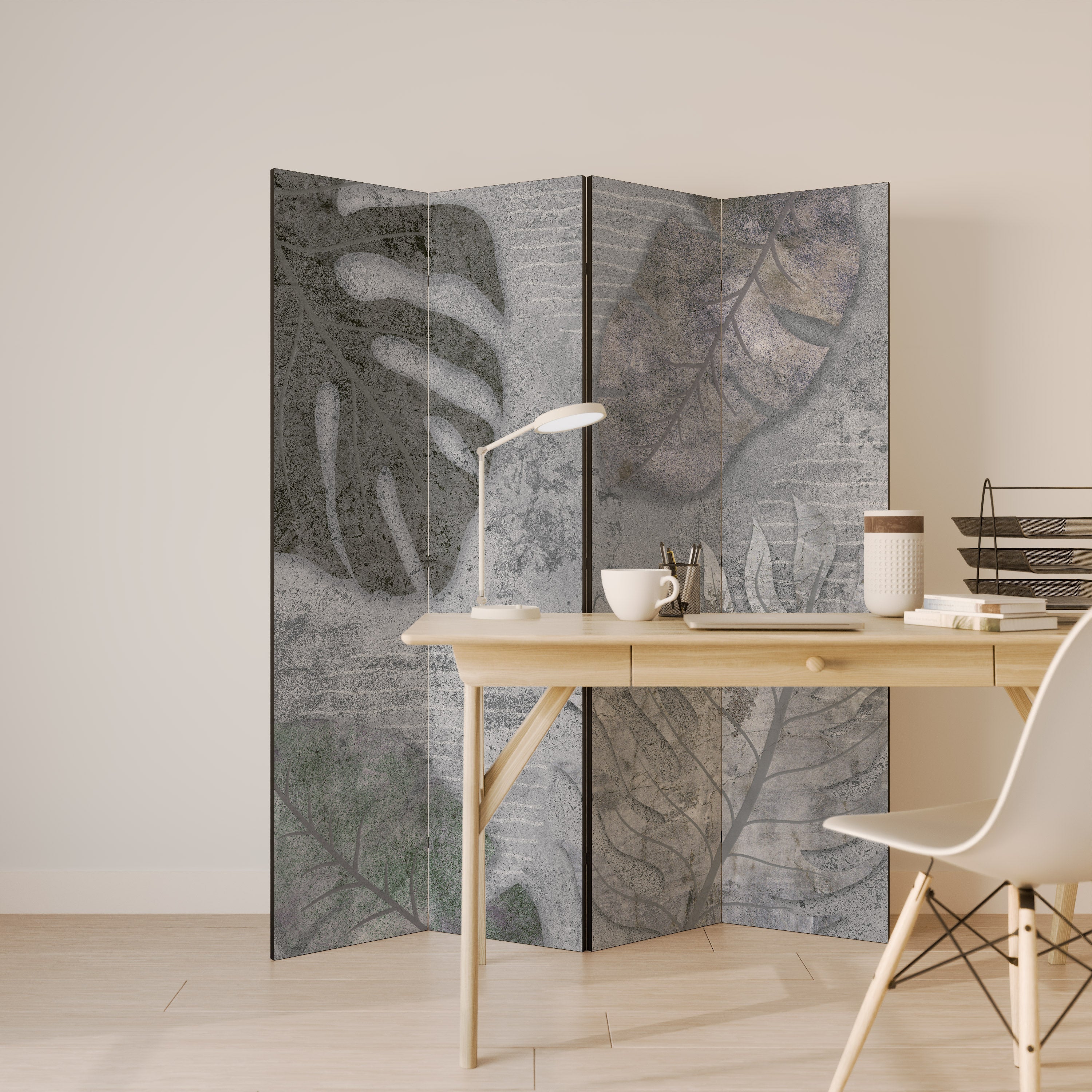 VINTAGE GREENERY Dekorativ rumsavdelare med 4 paneler