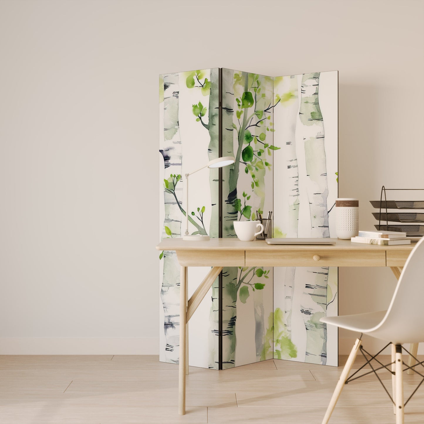 BIRCHY SOLACE Dekorativ rumsavdelare med 3 paneler