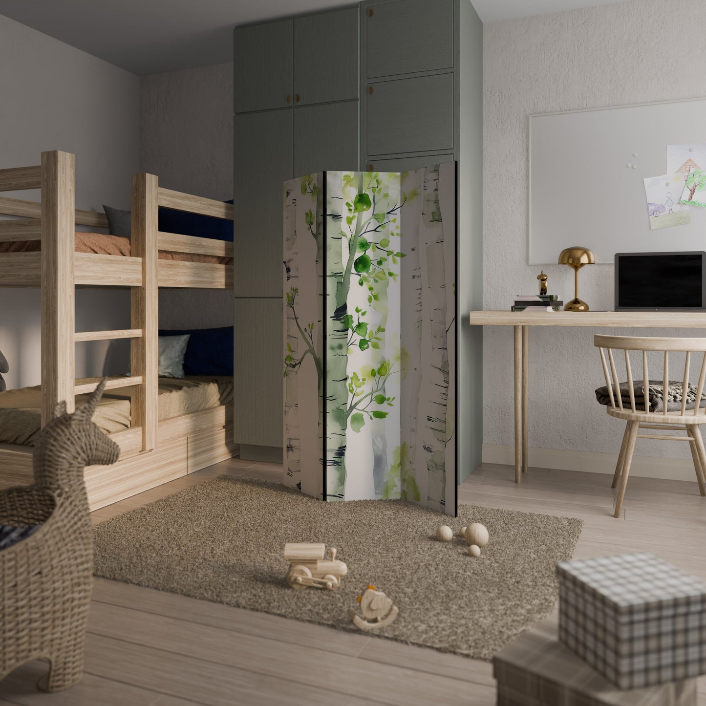 BIRCHY SOLACE Dekorativ rumsavdelare med 3 paneler