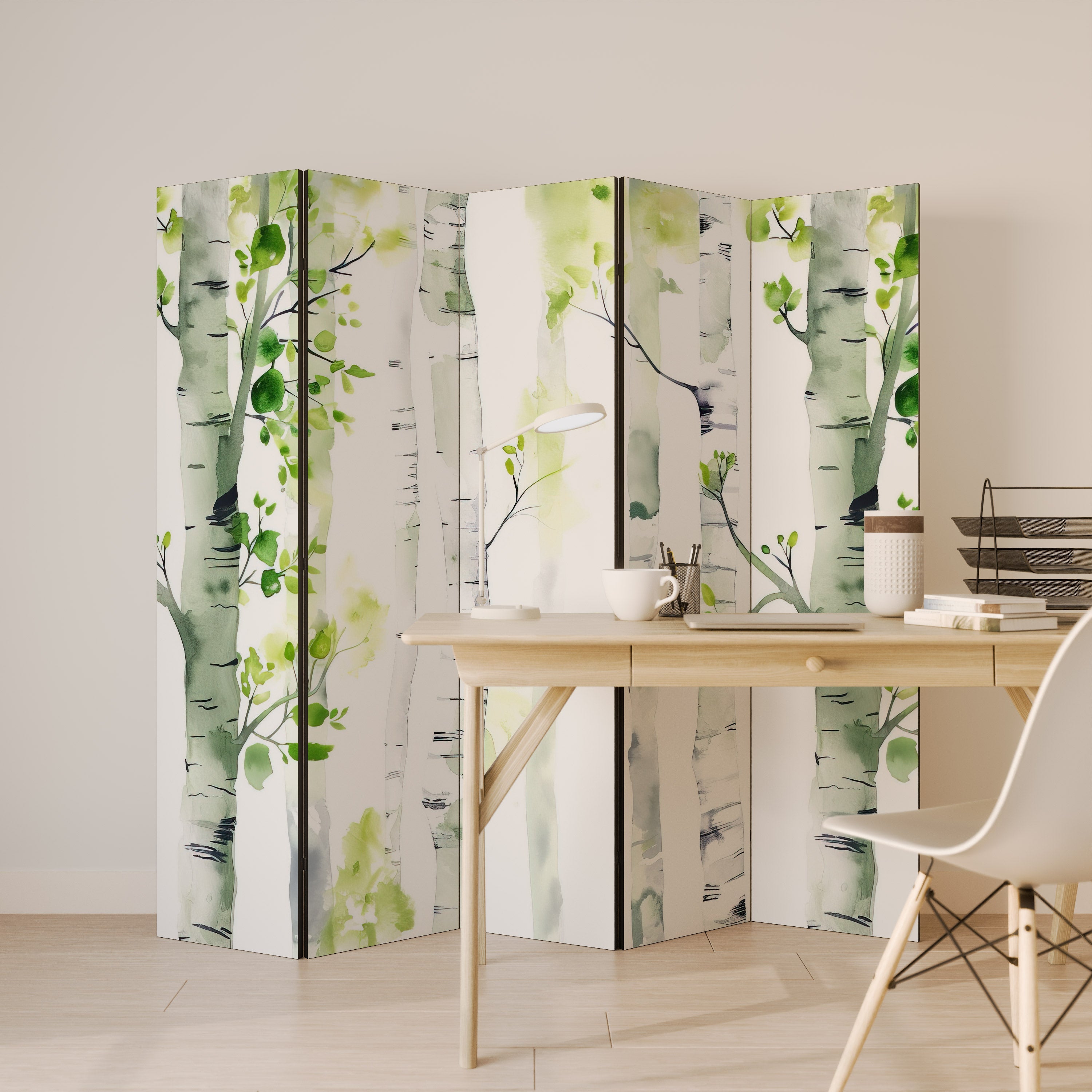 BIRCHY SOLACE Dekorativ rumsavdelare med 5 paneler