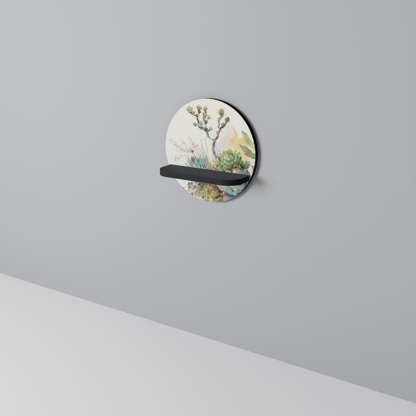 SECRET GARDEN Rund konsthylla i svart finish