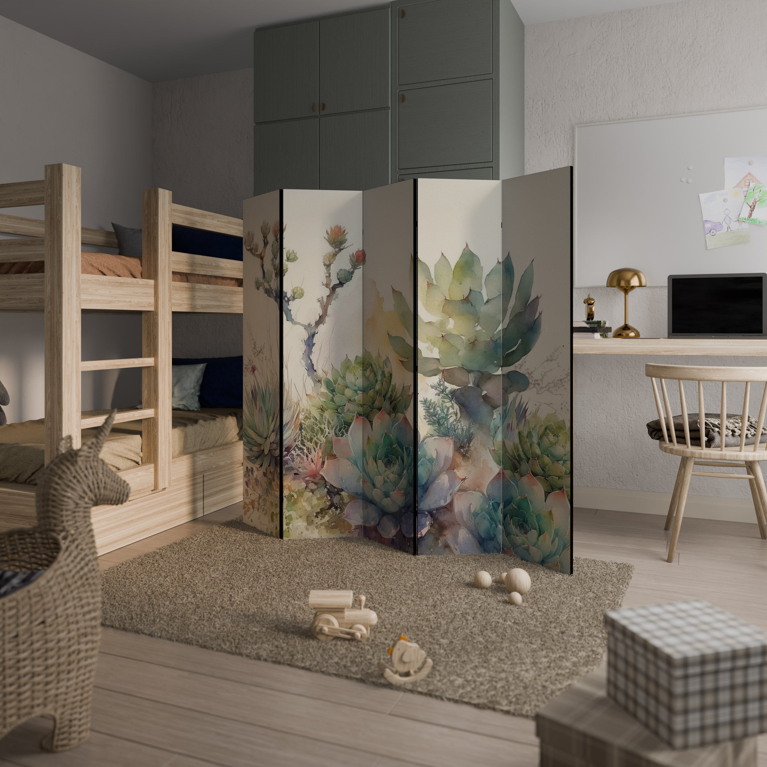 Dekorativ rumsavdelare med 5 paneler SECRET GARDEN