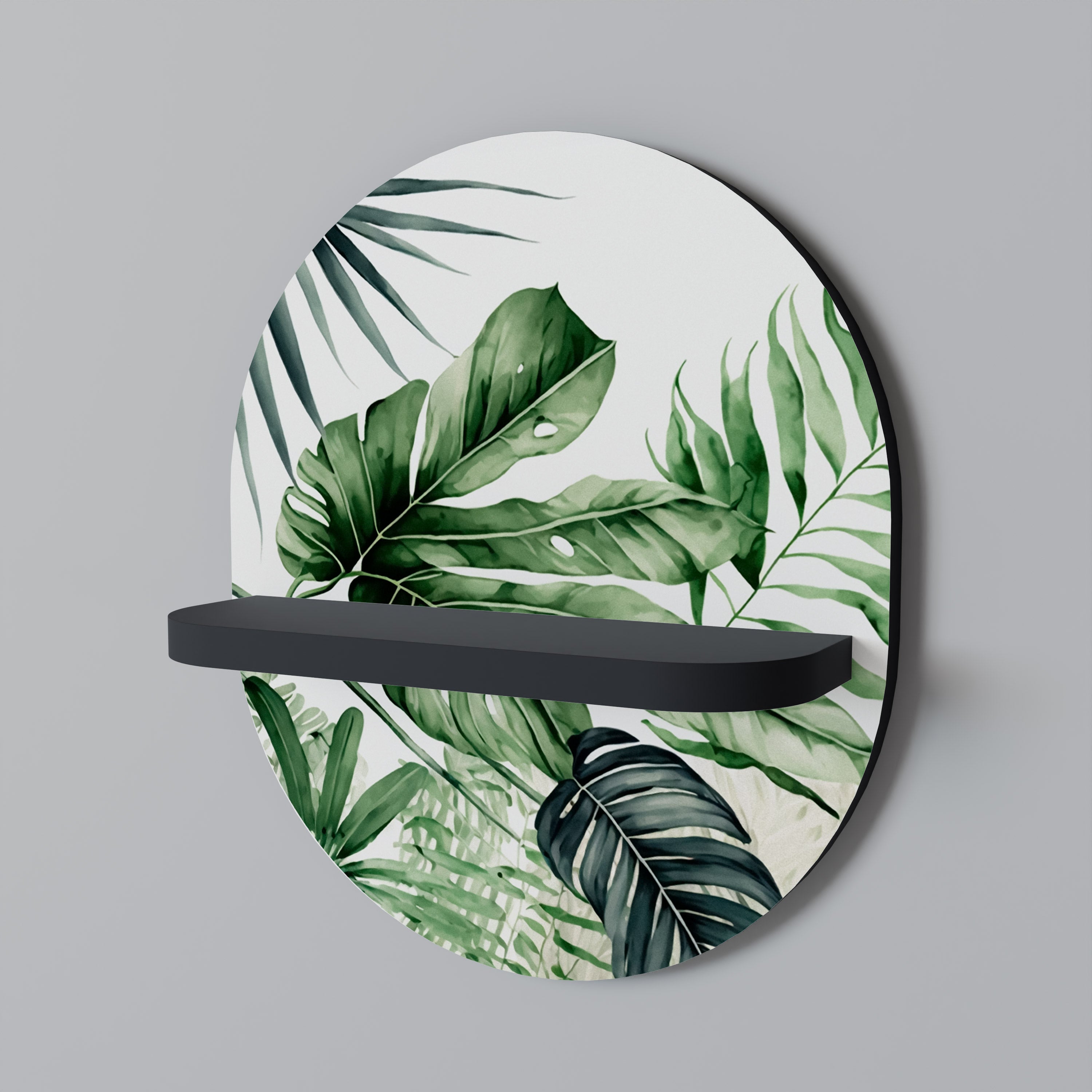 MONSTERA DREAM Oval konsthylla i svart finish