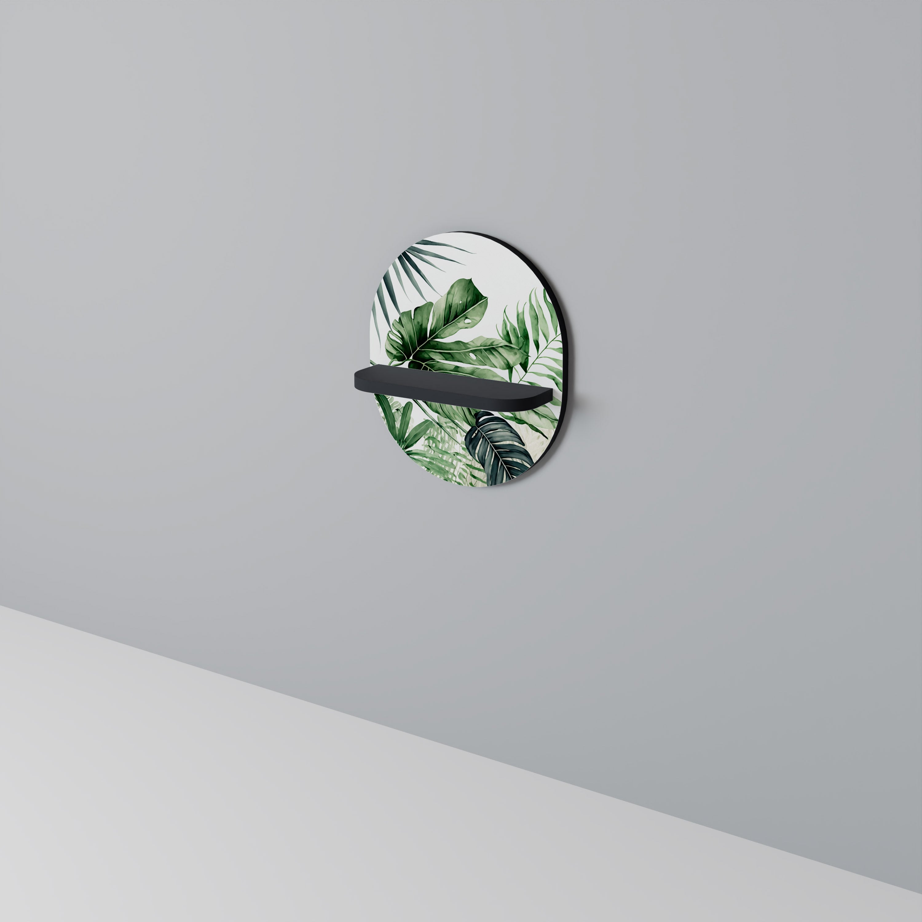 MONSTERA DREAM Oval konsthylla i svart finish