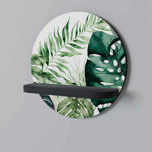 MONSTERA DREAM Rund konsthylla i svart finish