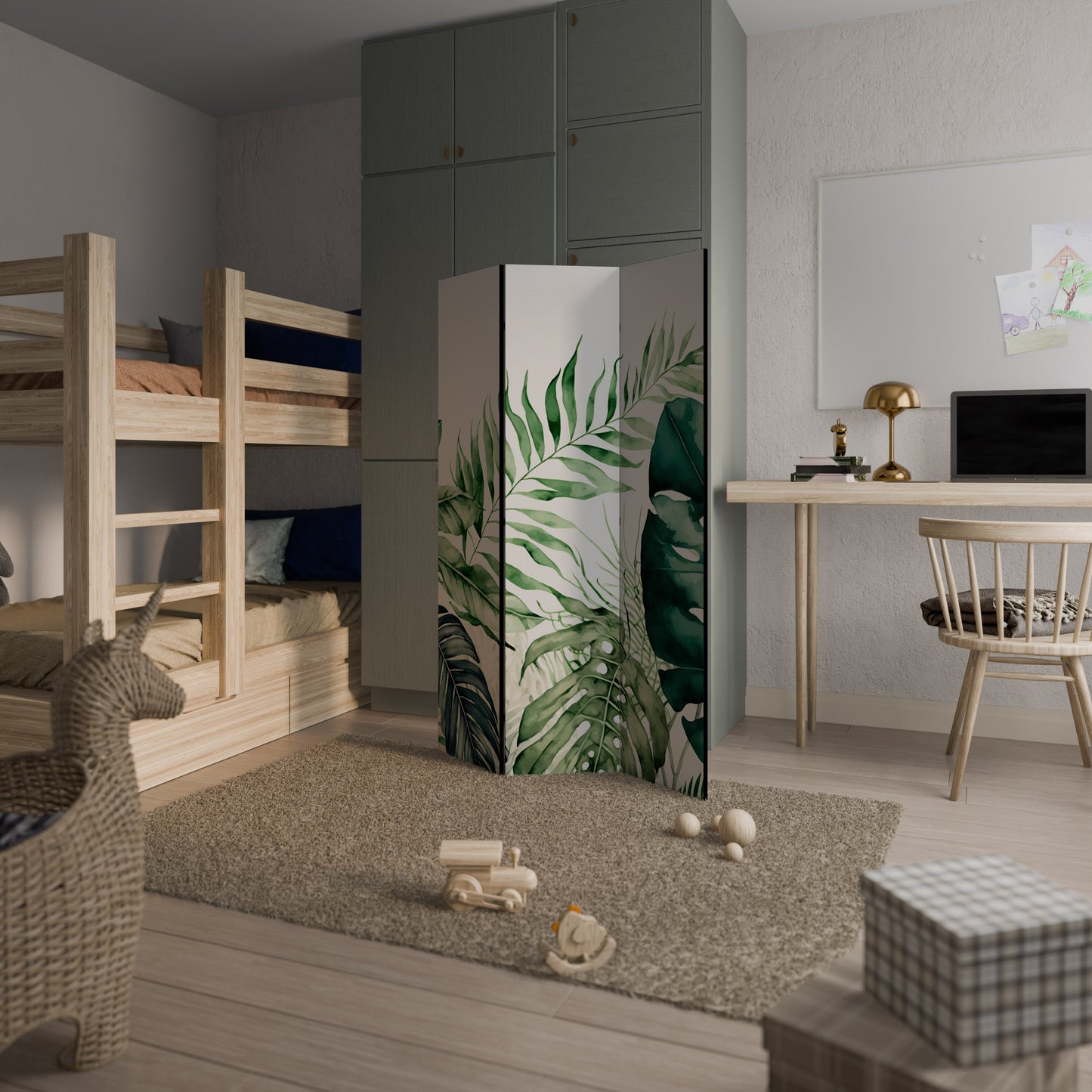 MONSTERA DREAM Dekorativ rumsavdelare med 3 paneler