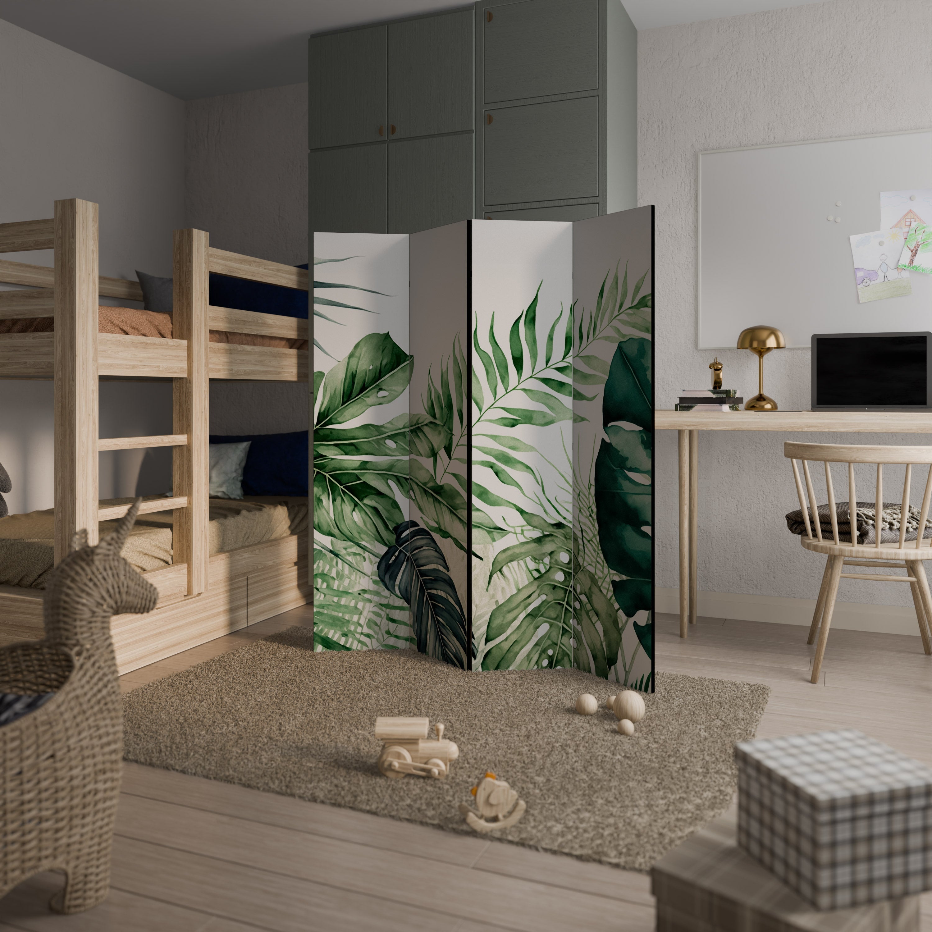 MONSTERA DREAM Dekorativ rumsavdelare med 4 paneler