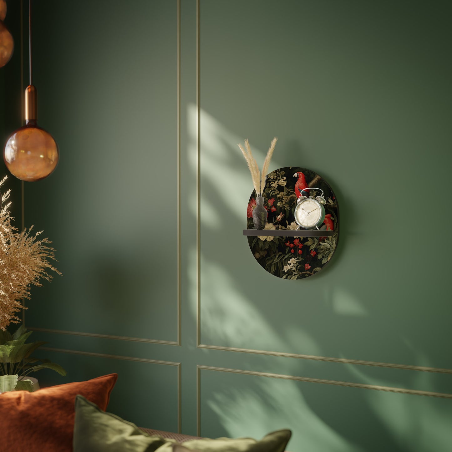 AVIAN BLOSSOMS Oval konsthylla i svart finish