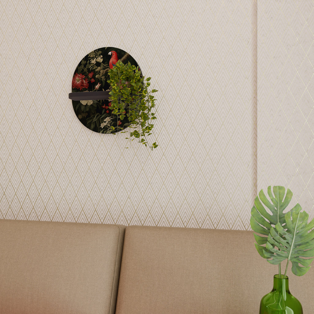 AVIAN BLOSSOMS Oval konsthylla i svart finish