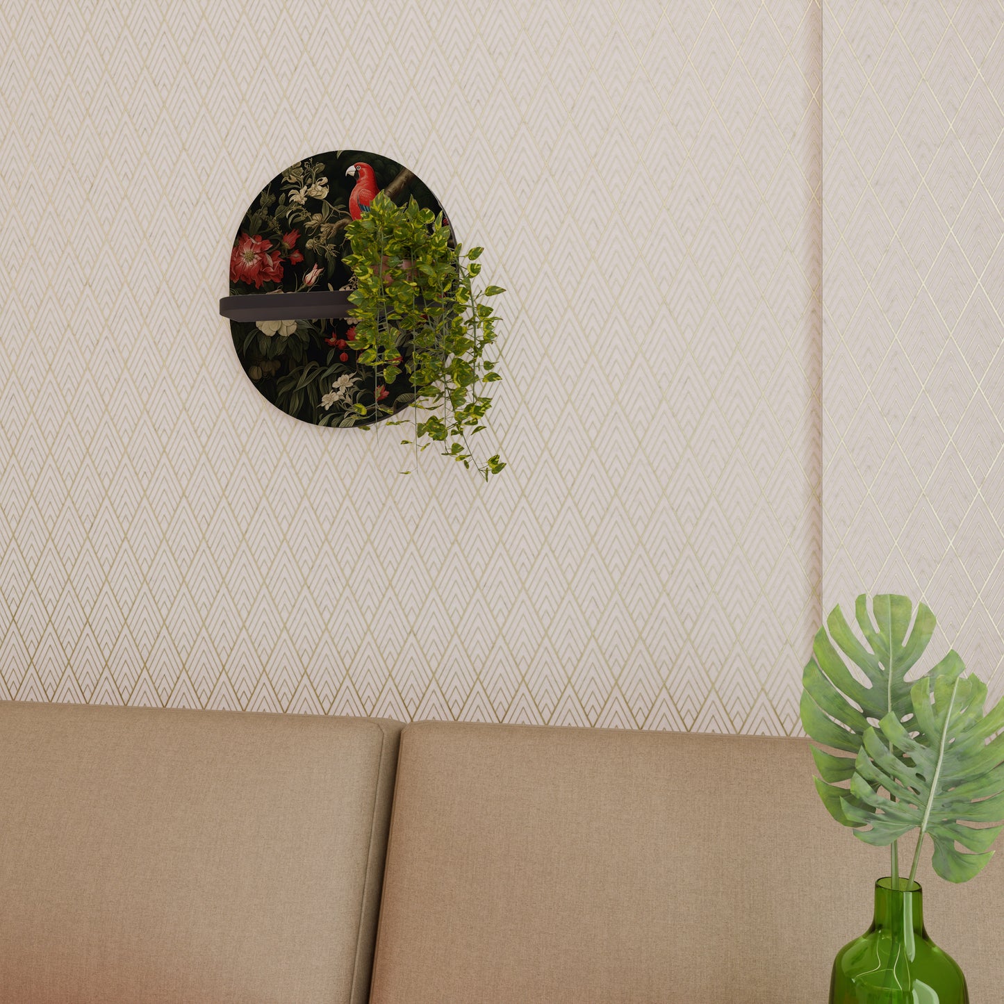 AVIAN BLOSSOMS Oval konsthylla i svart finish