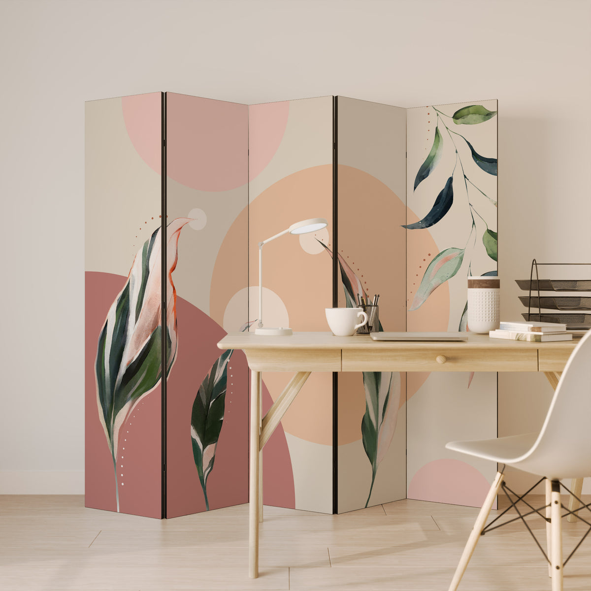 LEAFY SYMPHONY Dekorativ rumsavdelare – 5 paneler