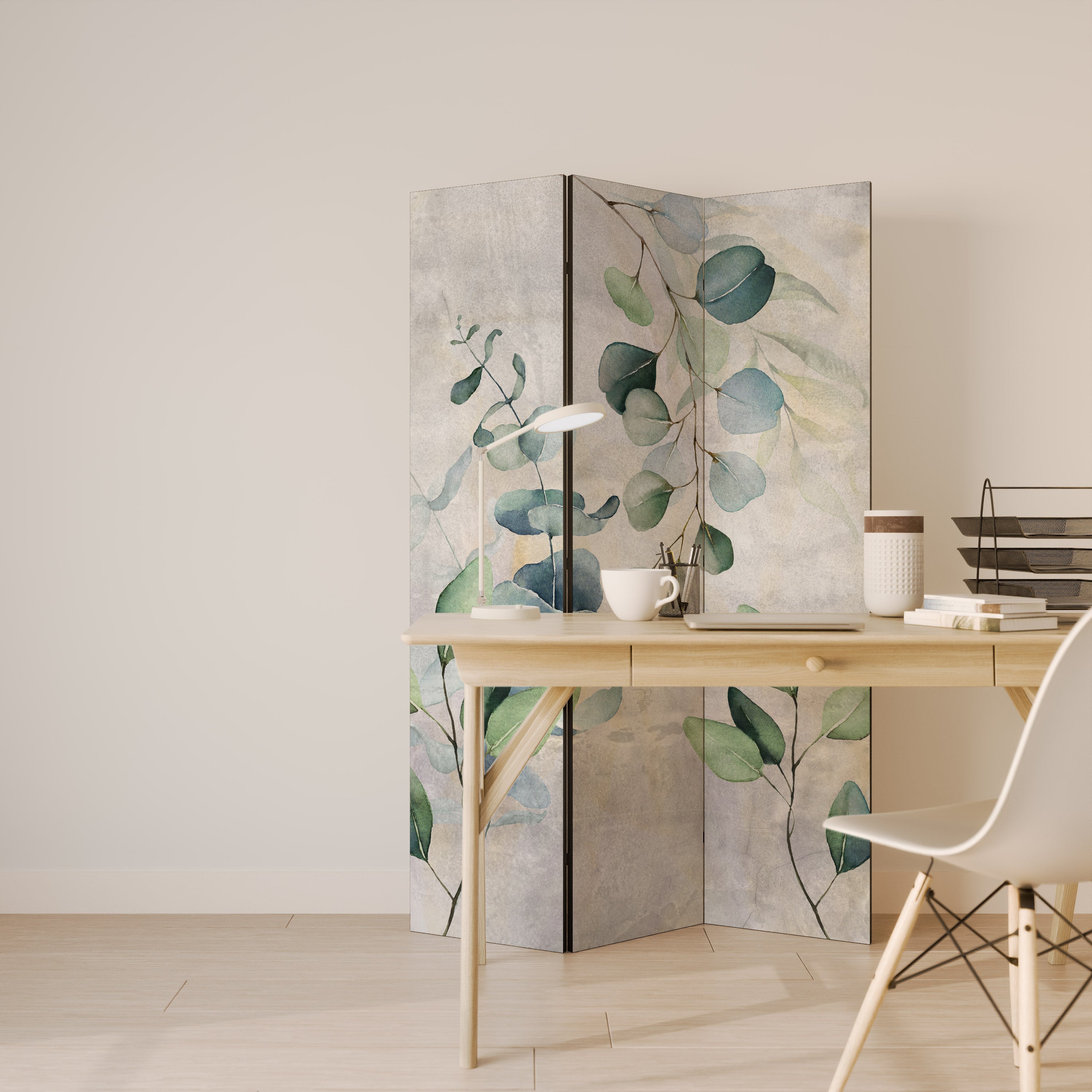 Dekorativ rumsavdelare med 3 paneler PEACEFUL SPRIGS