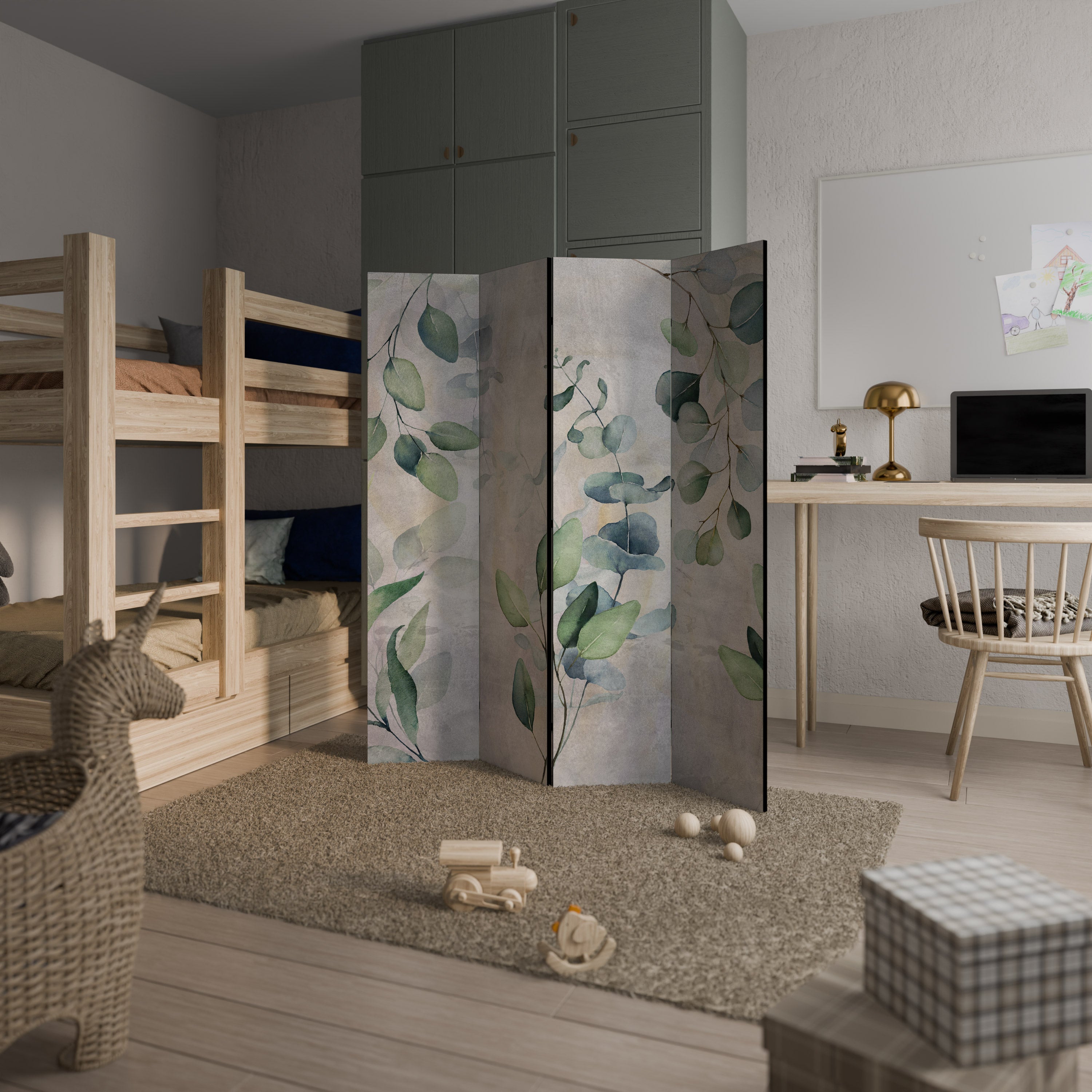 Dekorativ rumsavdelare med 4 paneler PEACEFUL SPRIGS