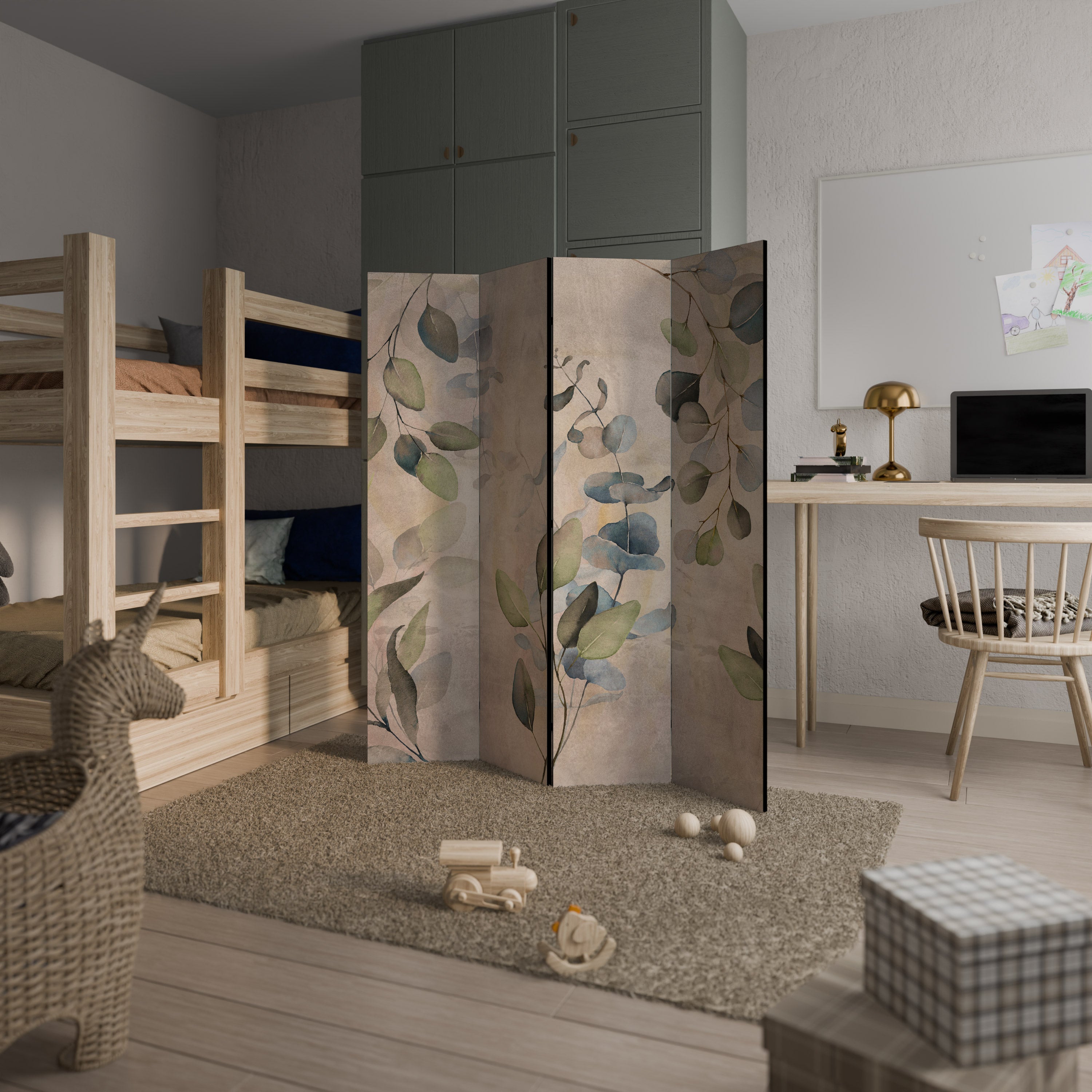 SOFT EARTHEN EMBRACE 4-Panel Room Divider