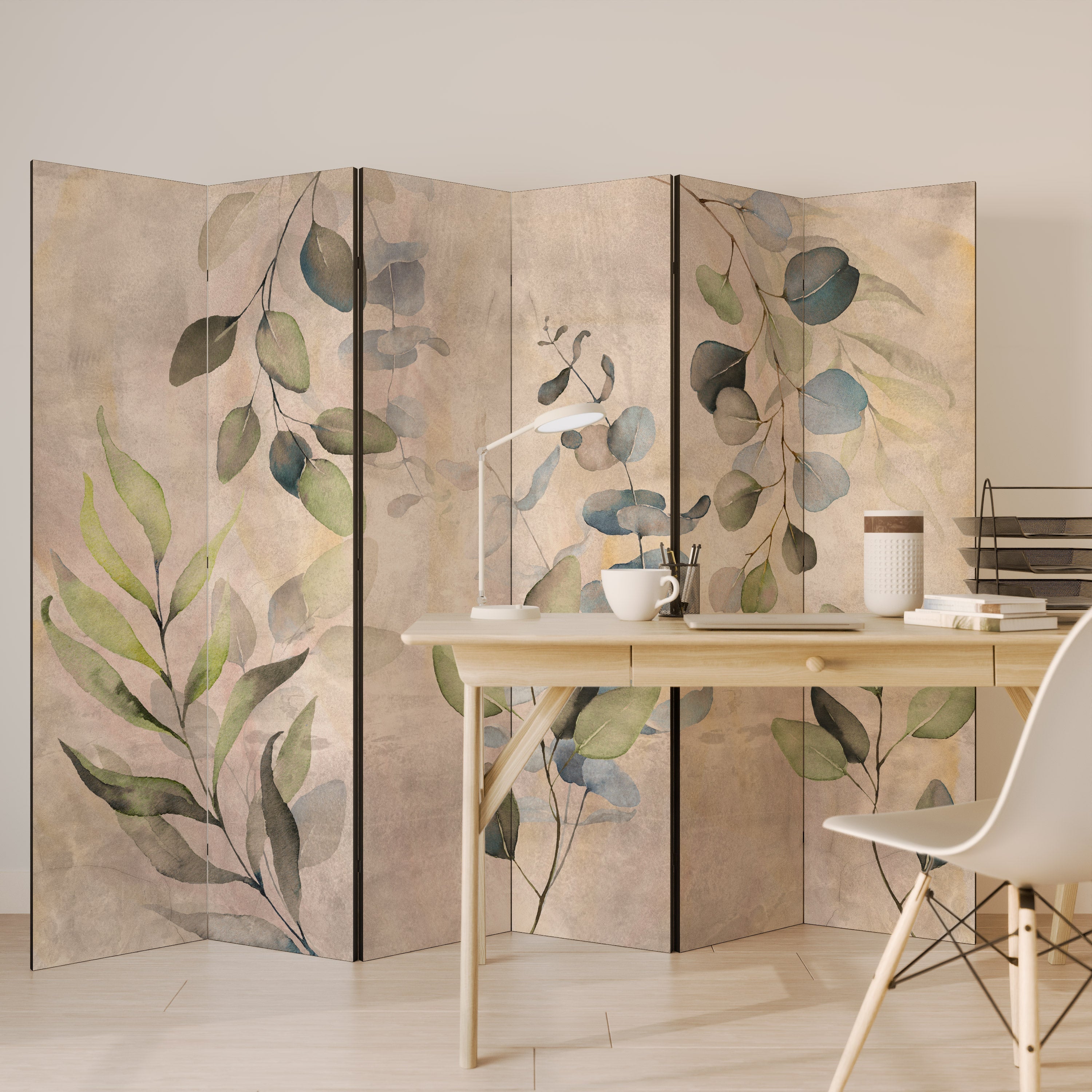 Dekorativ rumsavdelare med 6 paneler, SOFT EARTHEN EMBRACE