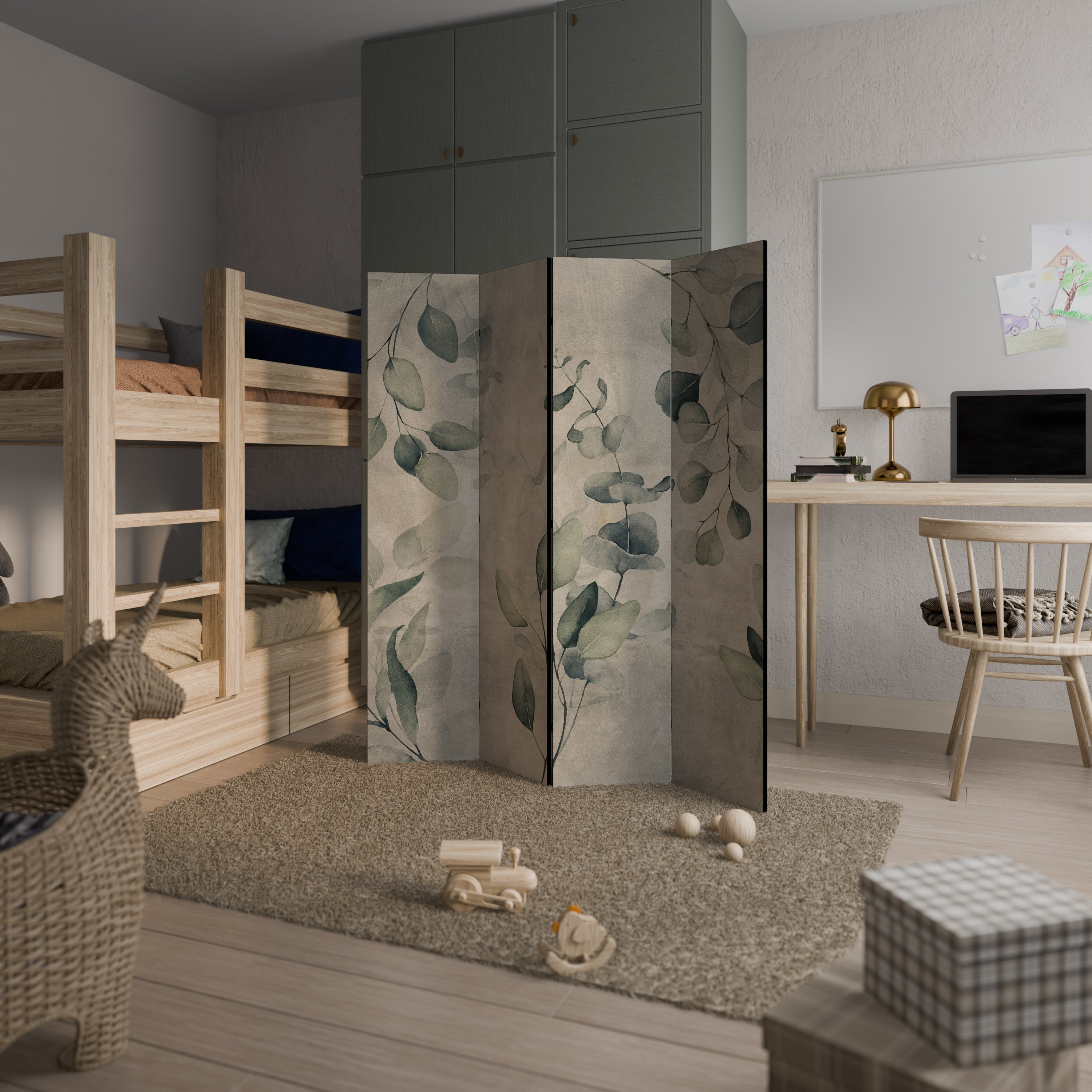 JORDNÄR ELEGANS Dekorativ rumsavdelare med 4 paneler