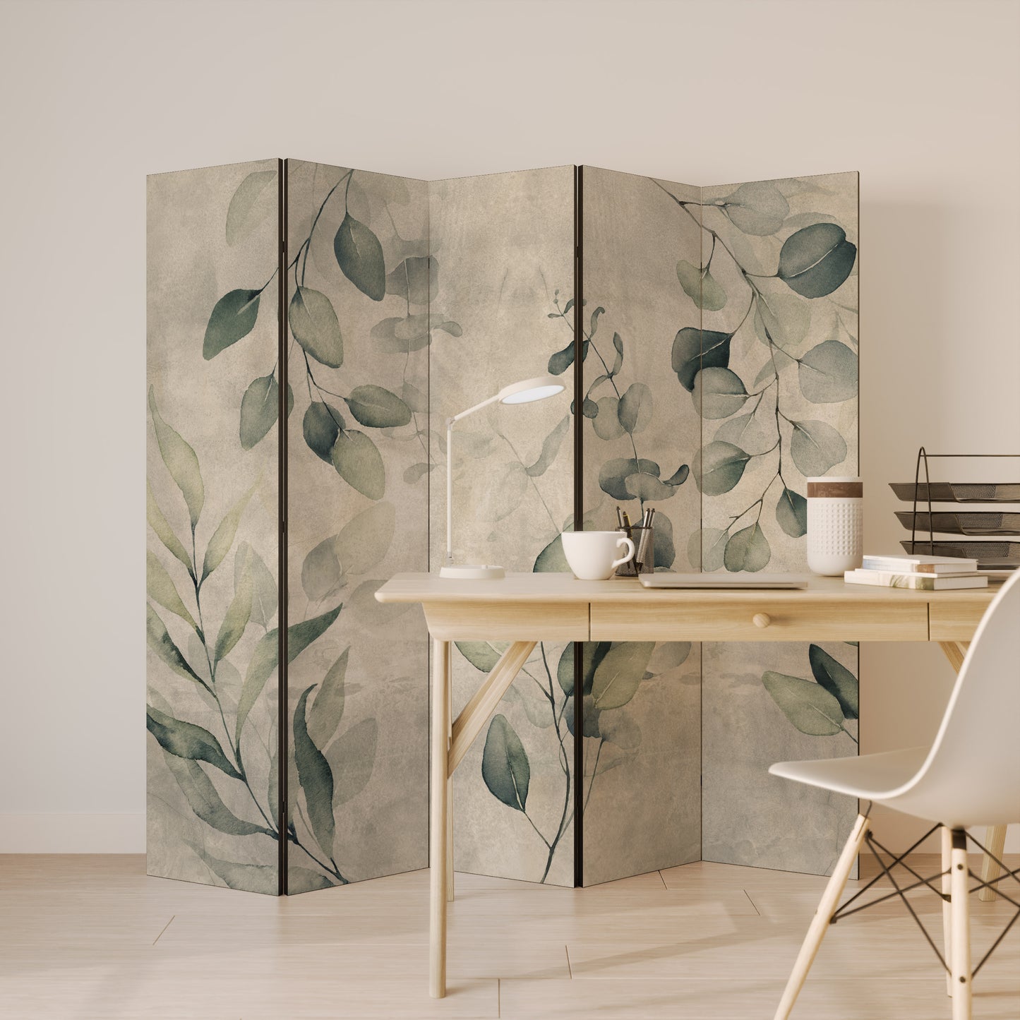 EARTHY TONED ELEGANCE Dekorativ rumsavdelare – 5 paneler