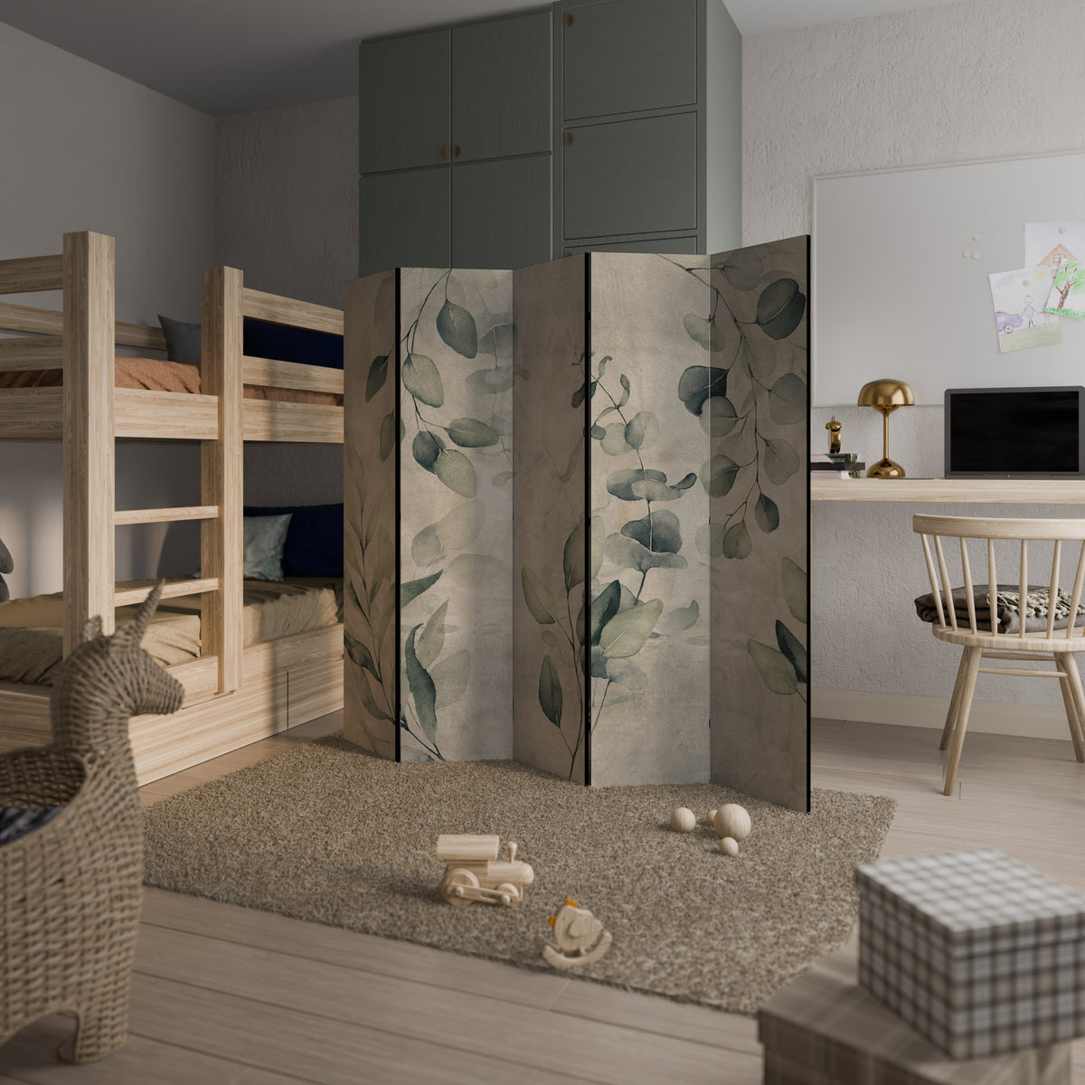 EARTHY TONED ELEGANCE Dekorativ rumsavdelare – 5 paneler
