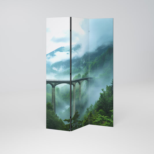 MISTY MOUNTAIN BRIDGES Dekorativ rumsavdelare med 3 paneler
