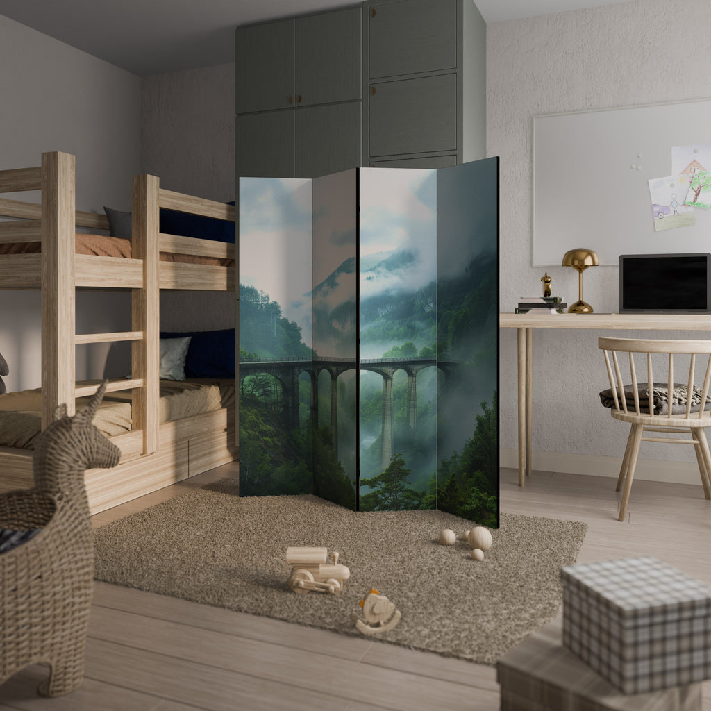 MISTY MOUNTAIN BRIDGES Dekorativ rumsavdelare med 4 paneler