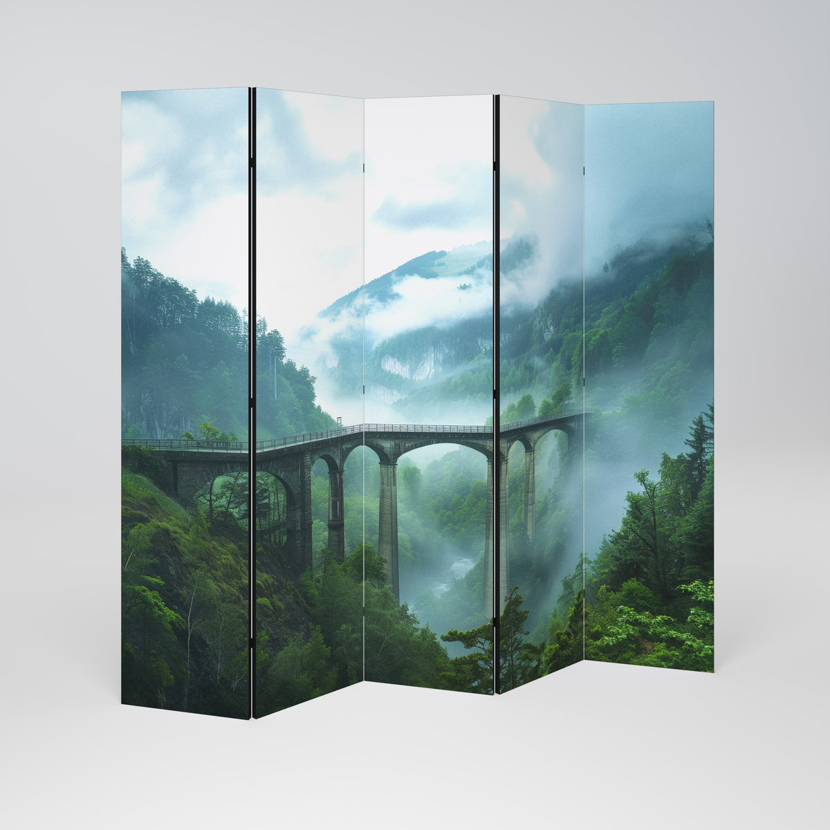 MISTY MOUNTAIN BRIDGES Dekorativ rumsavdelare – 5 paneler
