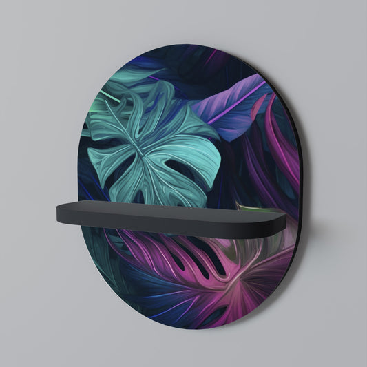 PSYKODELISK MONSTERA Oval konsthylla i svart finish