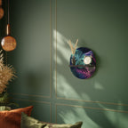 PSYKODELISK MONSTERA Oval konsthylla i svart finish