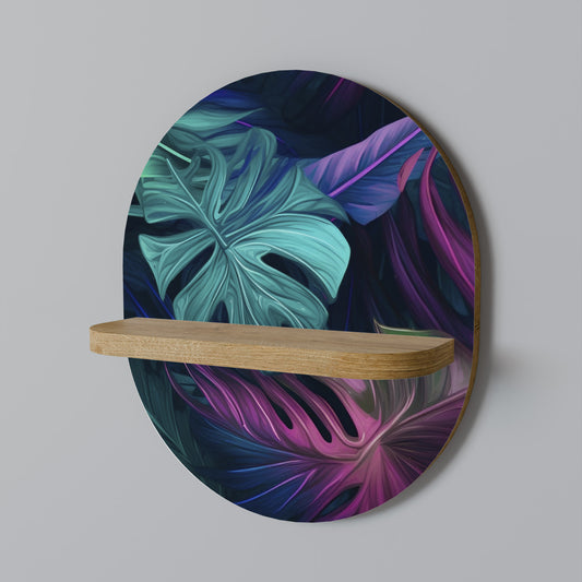 PSYKODELISK MONSTERA Oval konsthylla i ekeffekt
